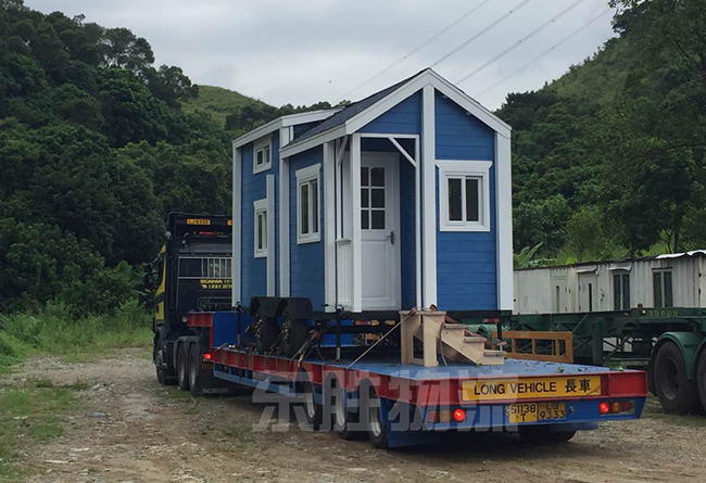 超長、超寬、超高貨物運輸?shù)桨拈T，澳門矮排車運輸案例圖