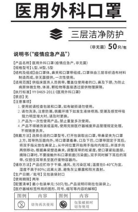 醫用口罩出口說明書
